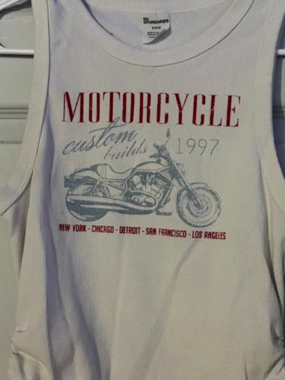 No Boundaries Motorcycle Graphic Ribbed Tank Top